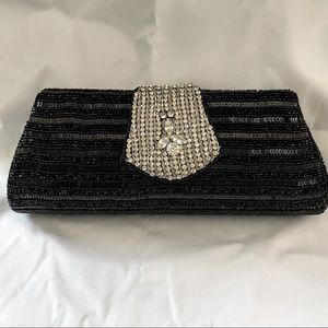 SEED BEAD AND CRYSTAL CLUTCH BAG